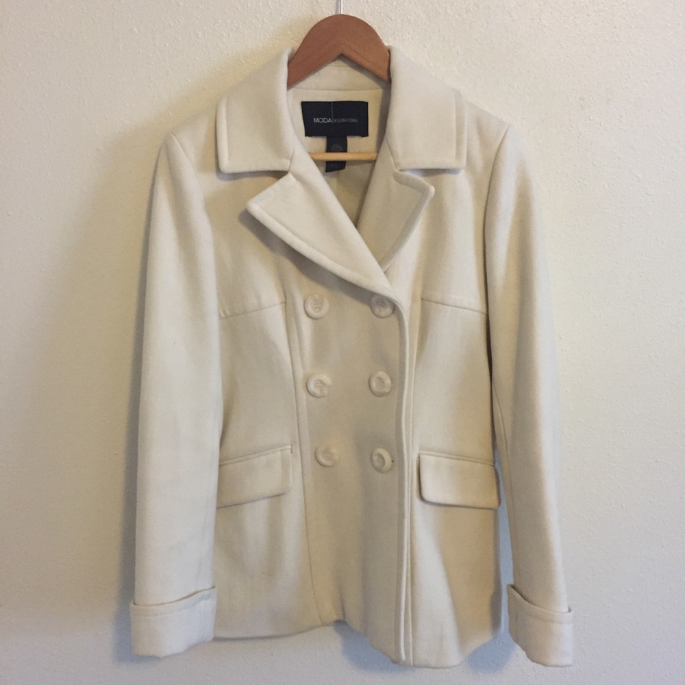 Moda International wool blend cream coat